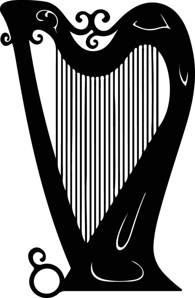 Harp  black silhouette vector