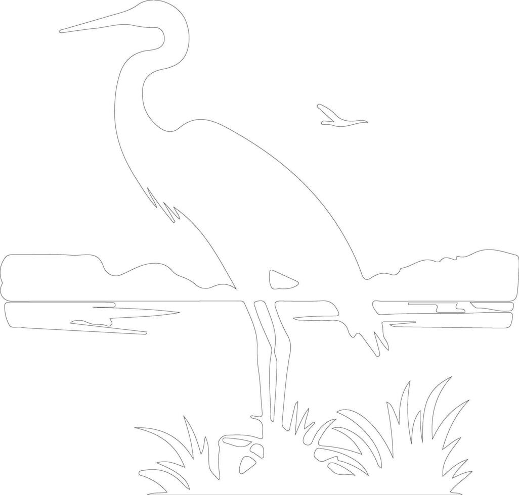 great egret  outline silhouette vector
