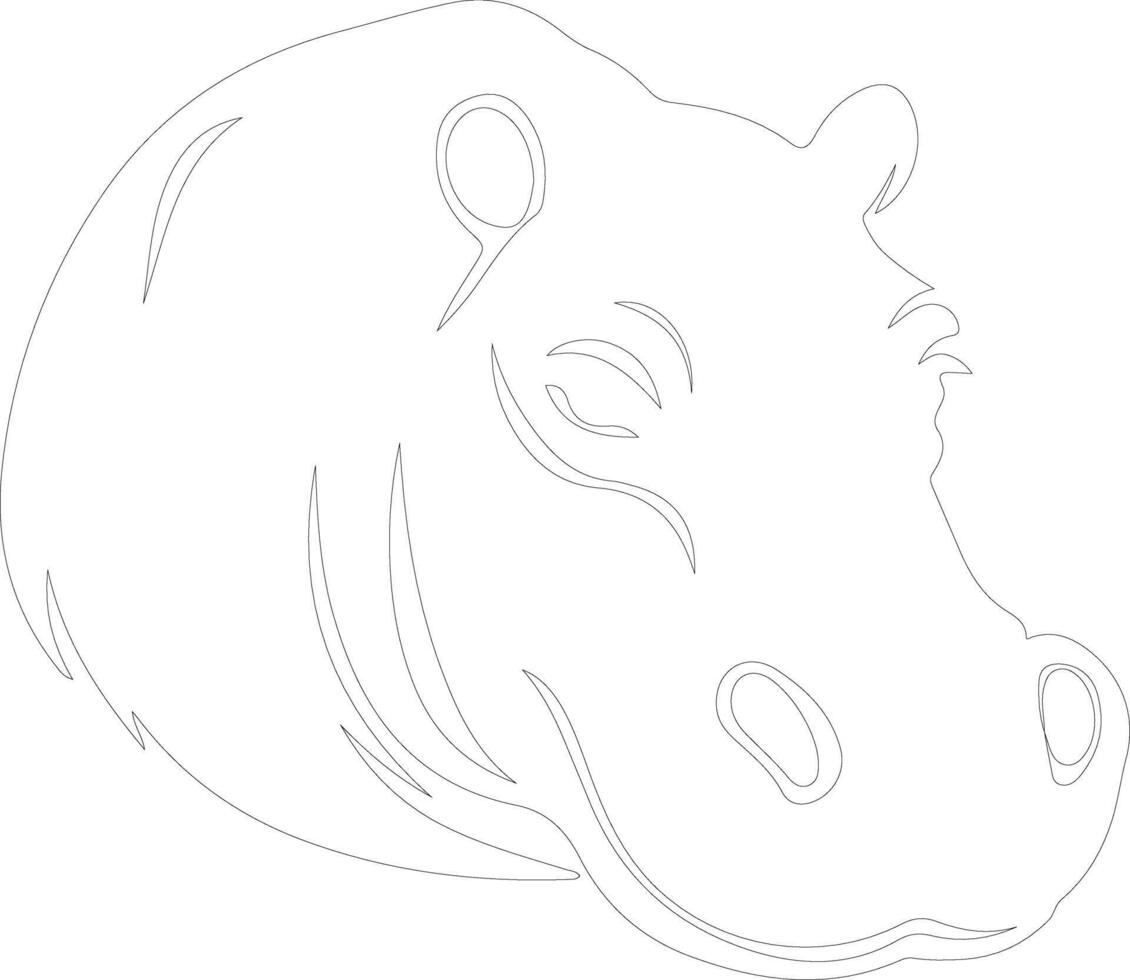 hippo  outline silhouette vector