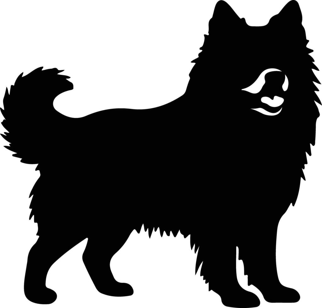 finlandés perro lapphund negro silueta vector