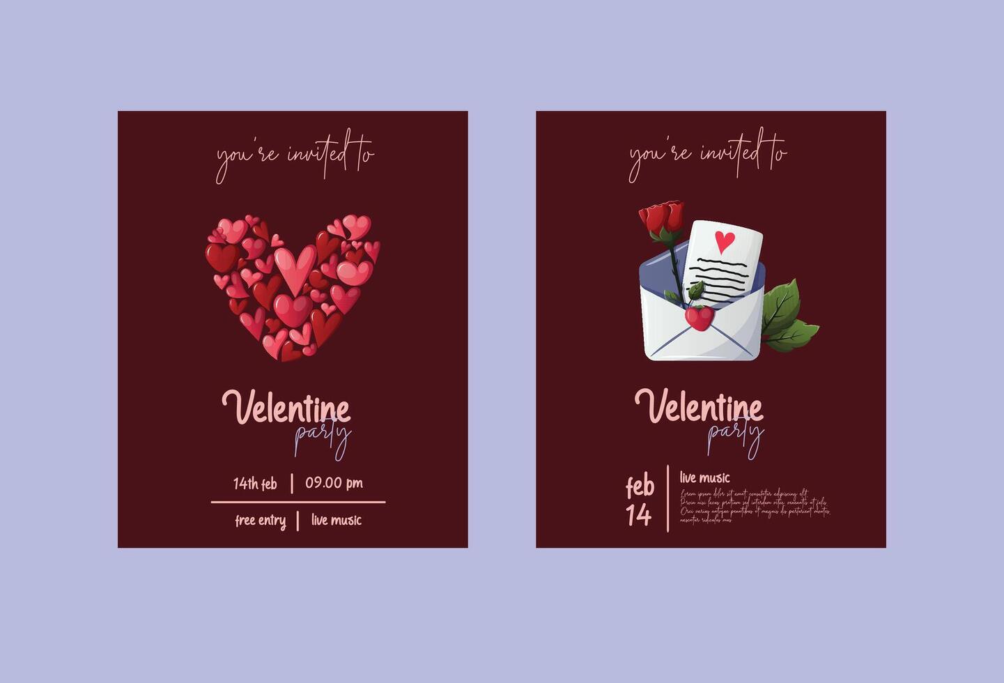 valentine party invitation with illustration vector