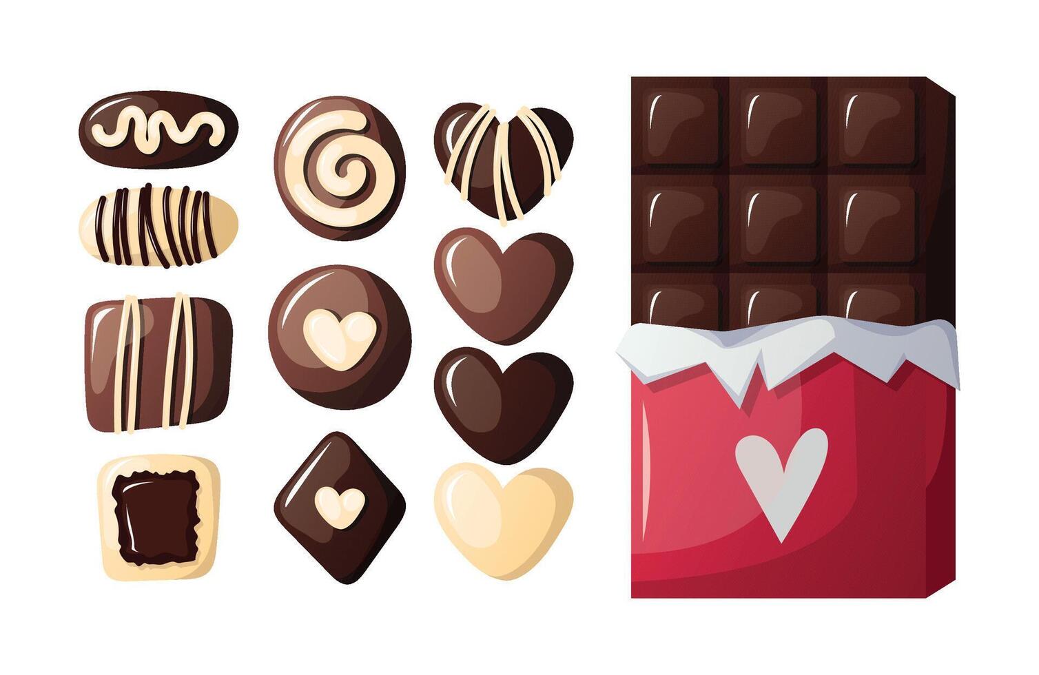 valentine chocolate element illustration set vector