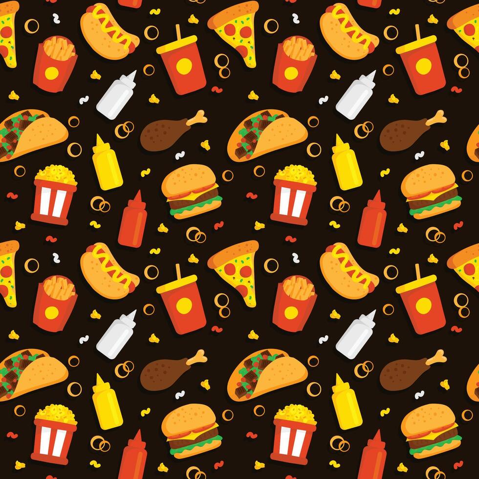 fast food seamaless pattern vector