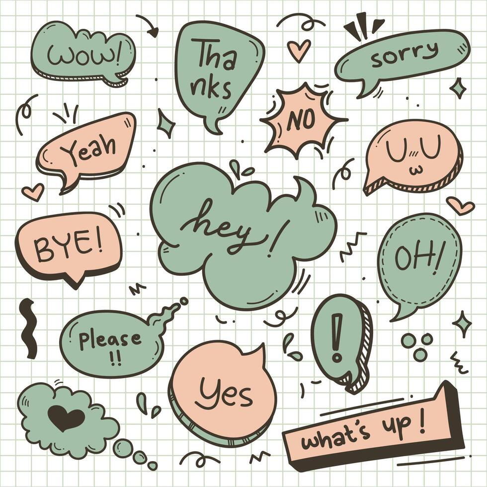 set vector of cute bubbletext