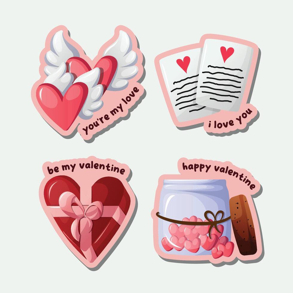 valentine's day illustration badge collection vector