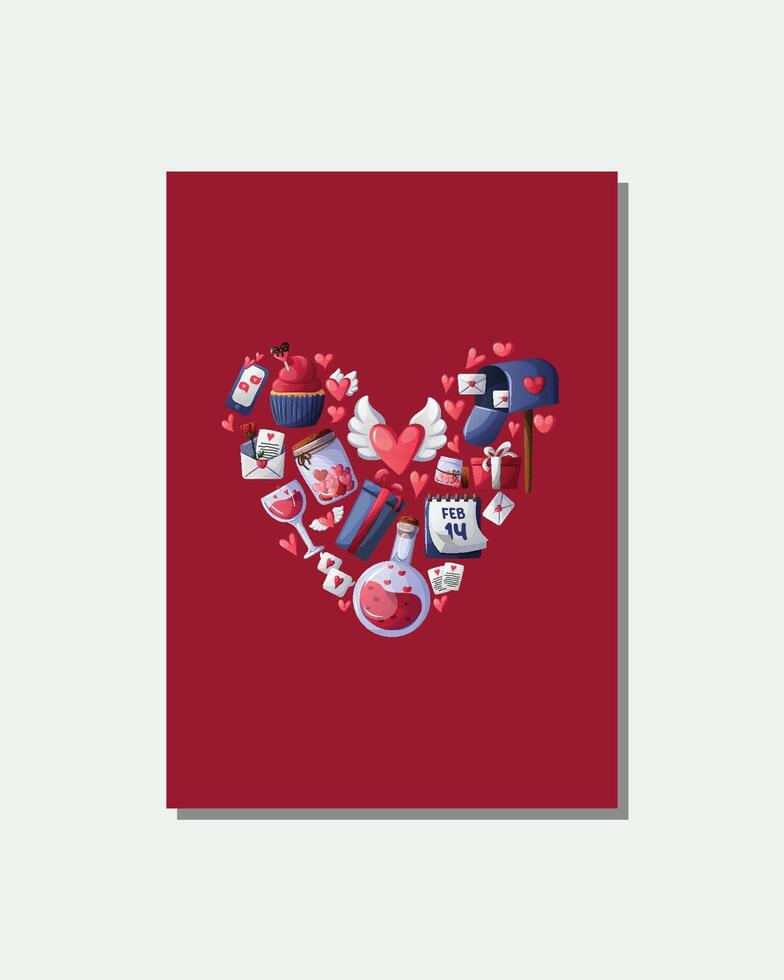 enamorado elemento amor tarjeta ilustración vector