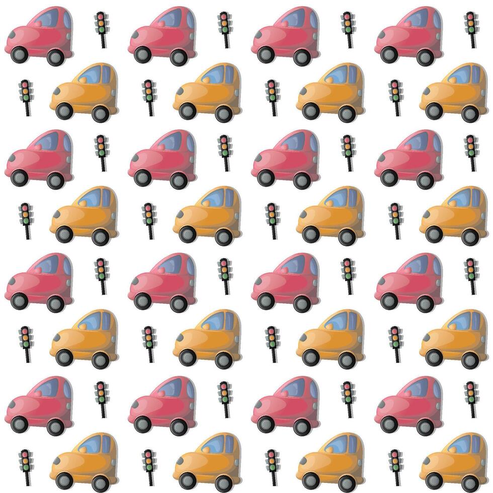 traffic light and car seamless pattern vector