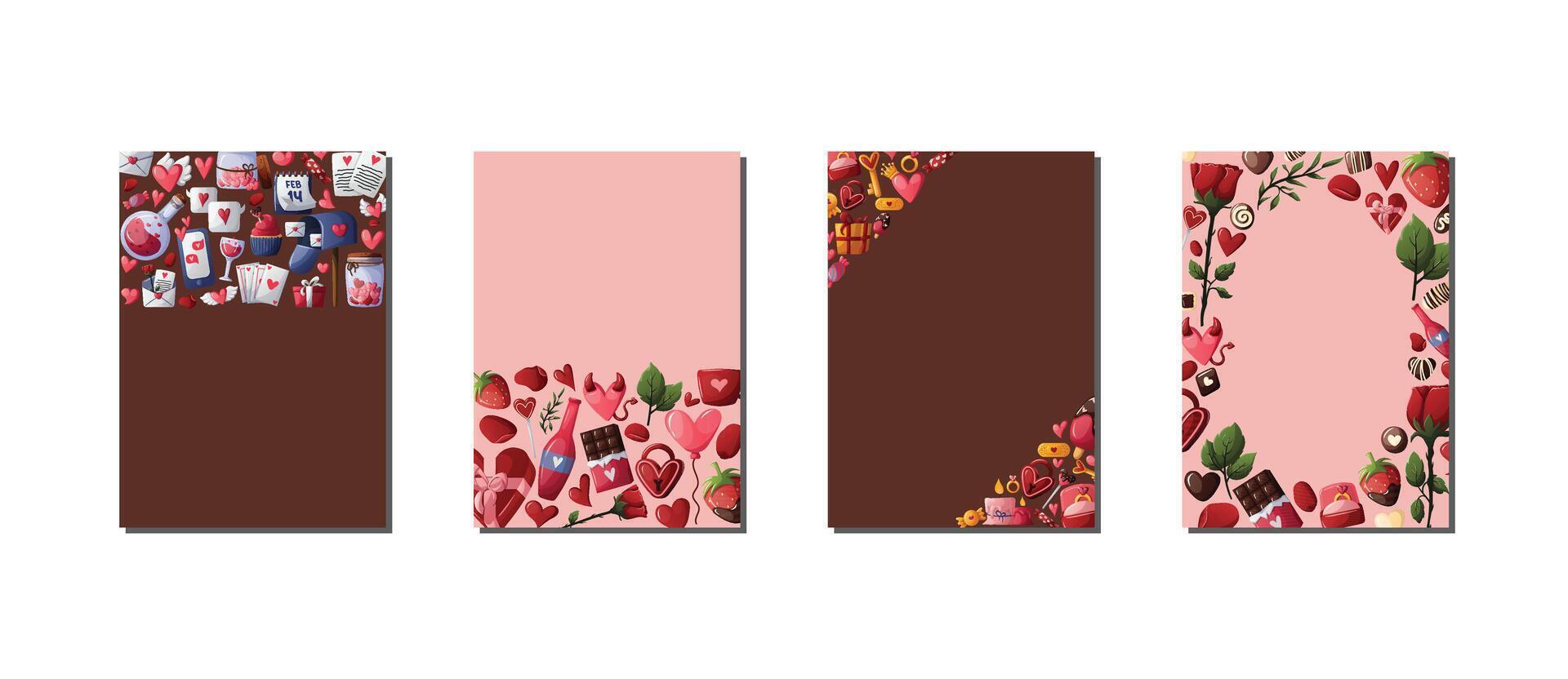 valentine background doodle card collection vector