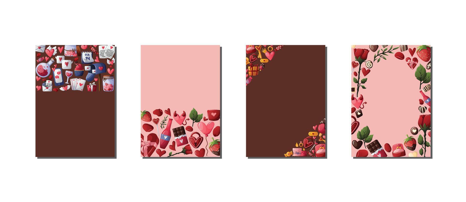 valentine background doodle card collection vector