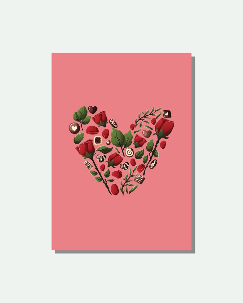 rose valentine love card illustration vector