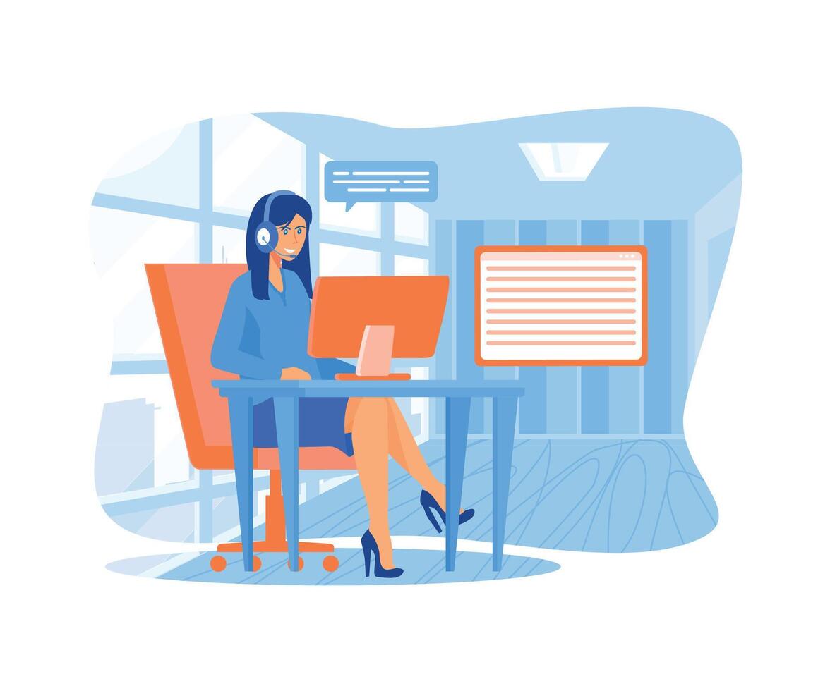 Customer service, hotline operators advise customers. flat vector modern illustration