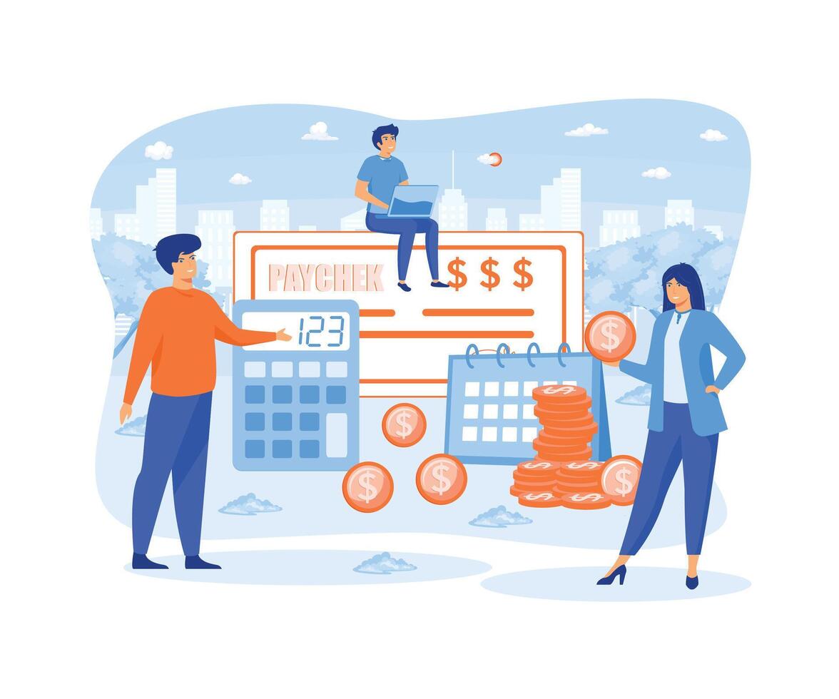Salary and payroll concept. Employee vector, calendar with paydays and salaries. flat vector modern illustration