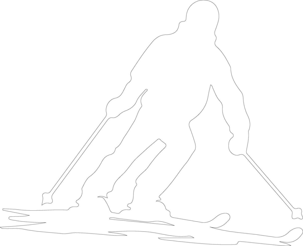 ski  outline silhouette vector