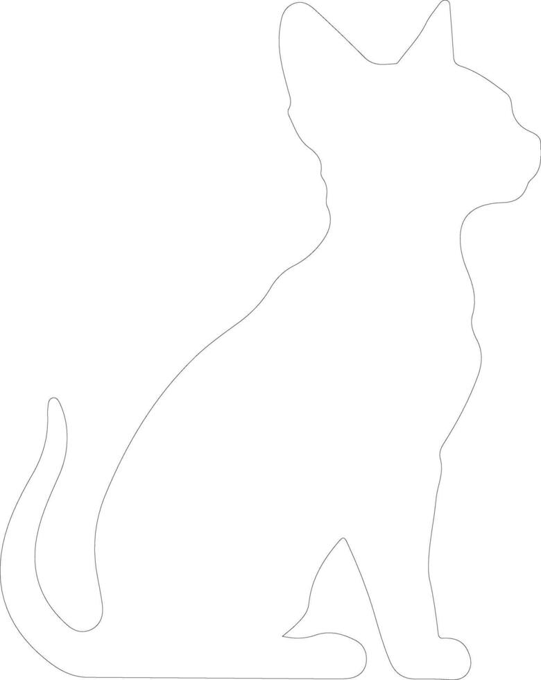 Devon Rex Cat  outline silhouette vector