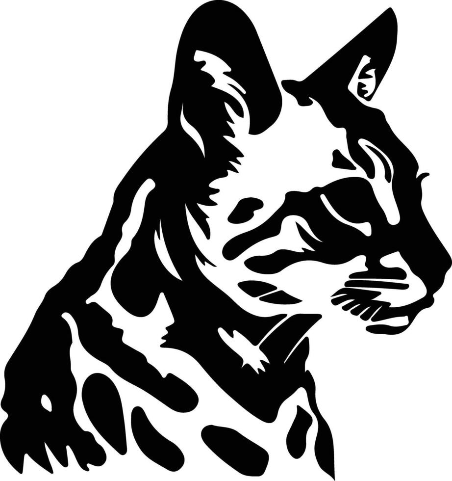 Rusty-spotted Cat  silhouette portrait vector
