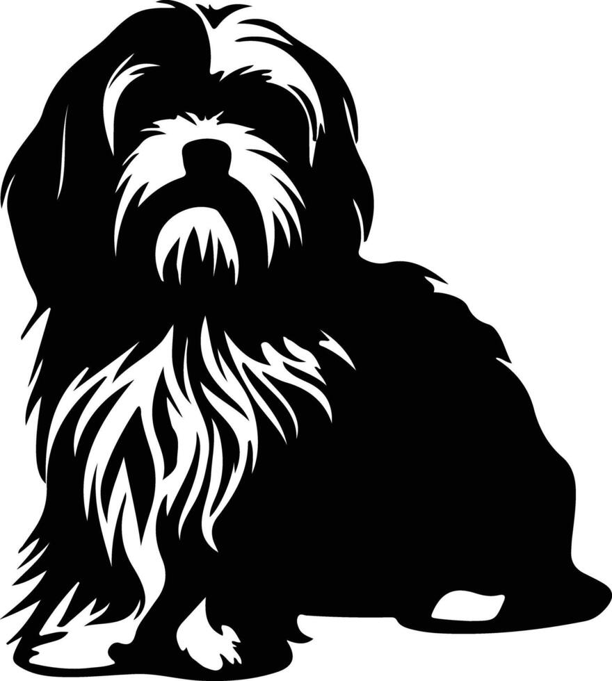 Tibetan Terrier    black silhouette vector