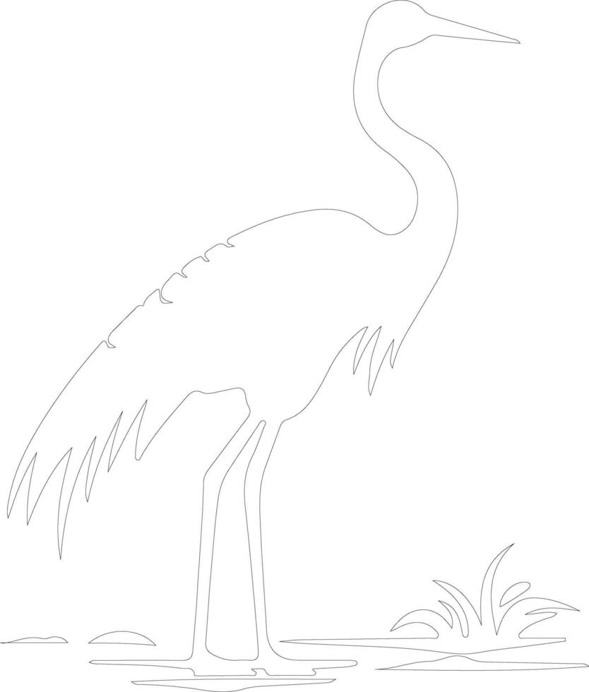 Japanese crane  outline silhouette vector