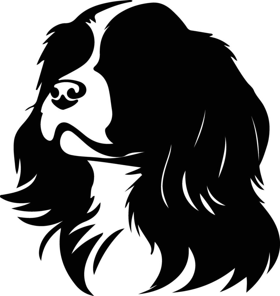 caballero Rey Charles spaniel silueta retrato vector