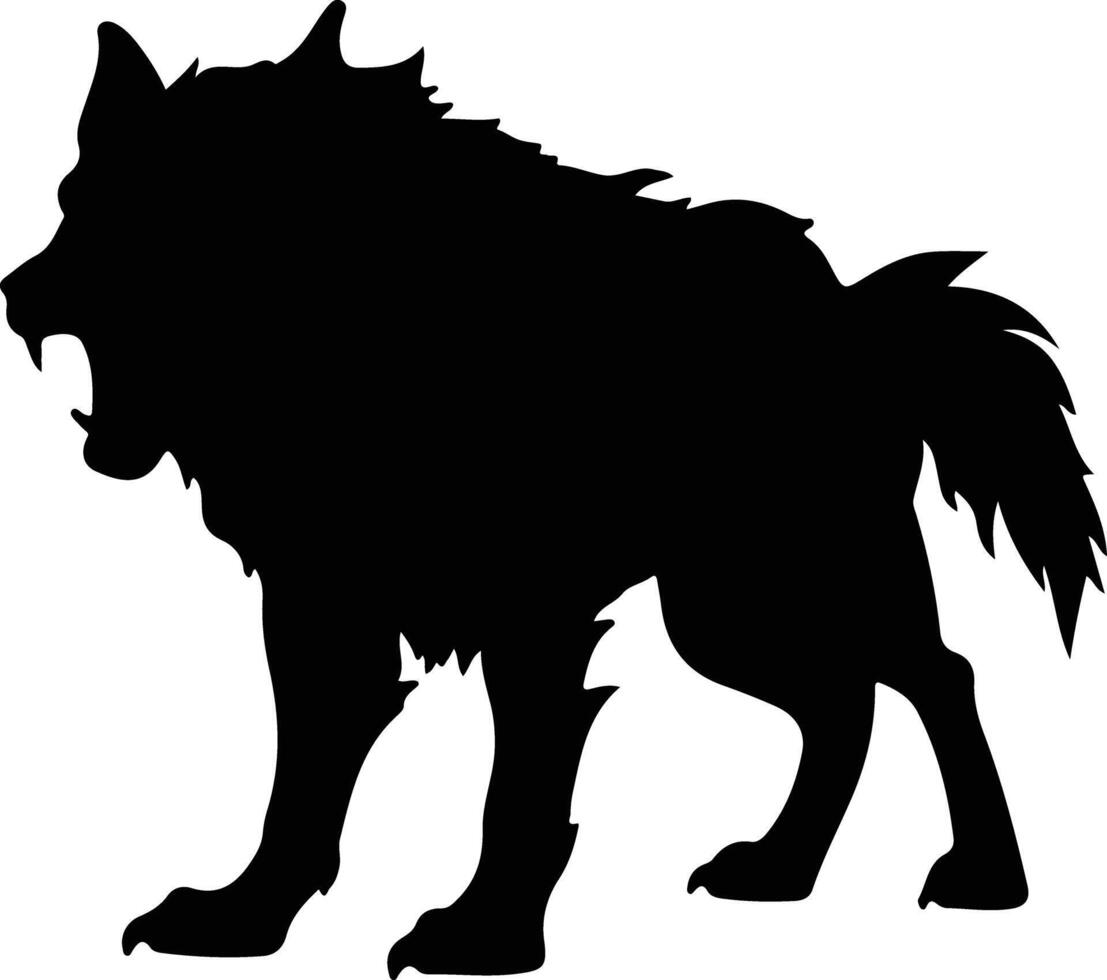 hombre-lobo negro silueta vector