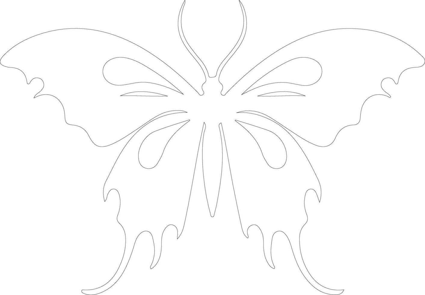 luna moth  outline silhouette vector