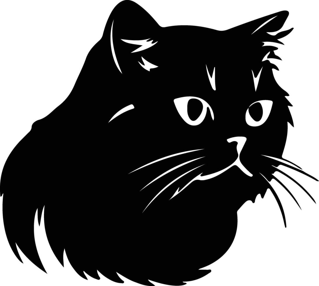 Exotic Shorthair Cat  silhouette portrait vector