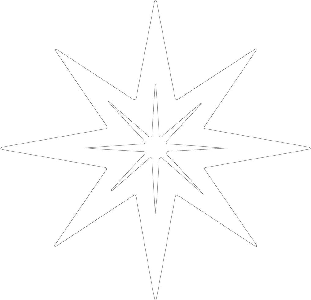 norte estrella contorno silueta vector