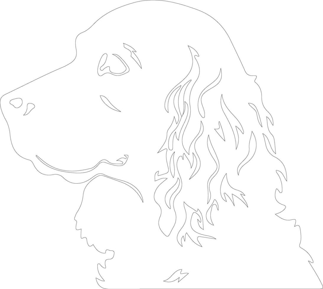 American Water Spaniel  outline silhouette vector