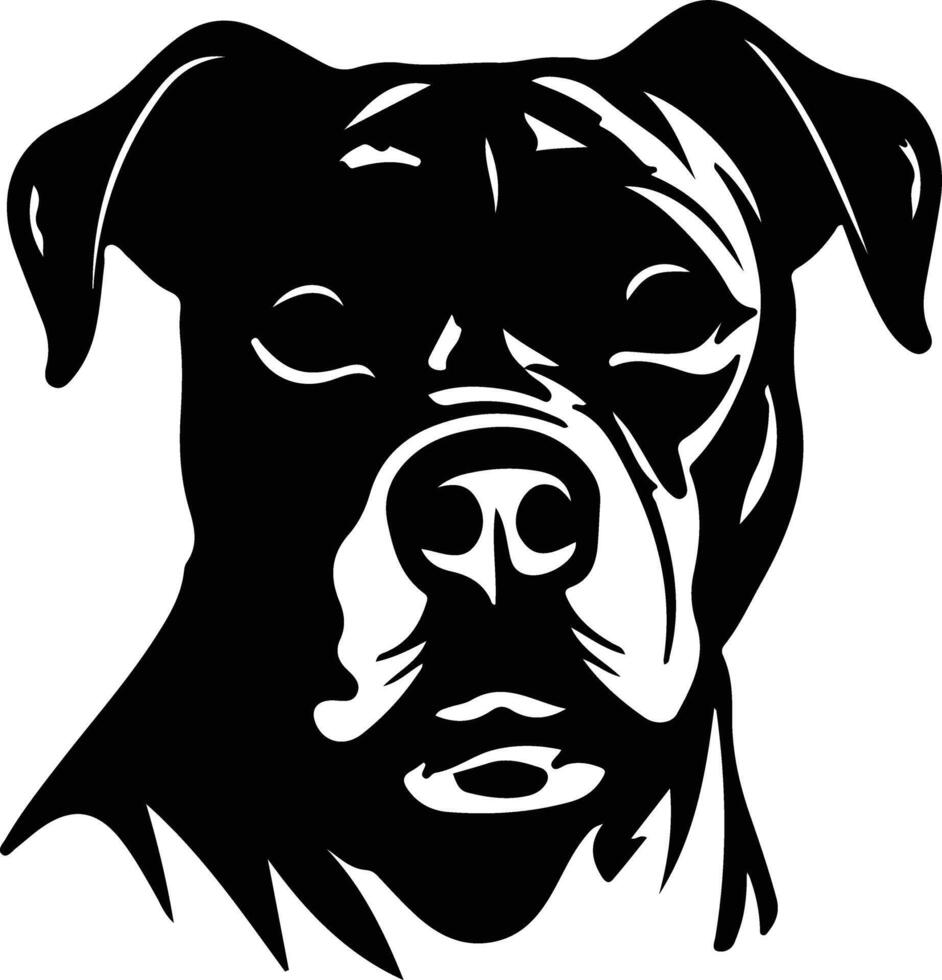 Staffordshire toro terrier silueta retrato vector