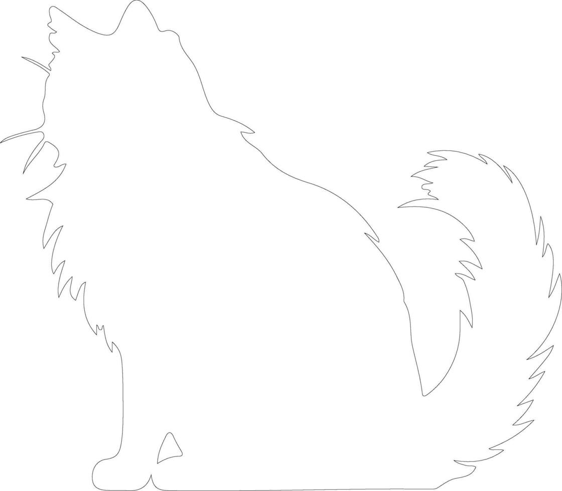 Norwegian Forest Cat  outline silhouette vector