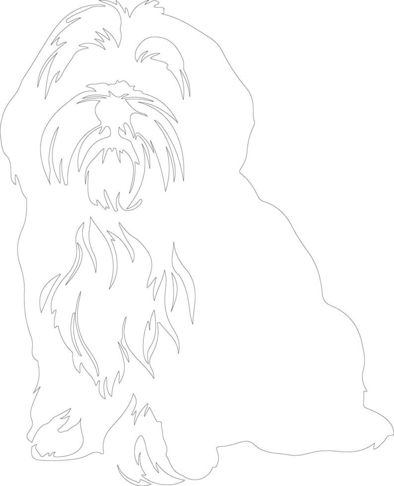 Lhasa apso  outline silhouette vector