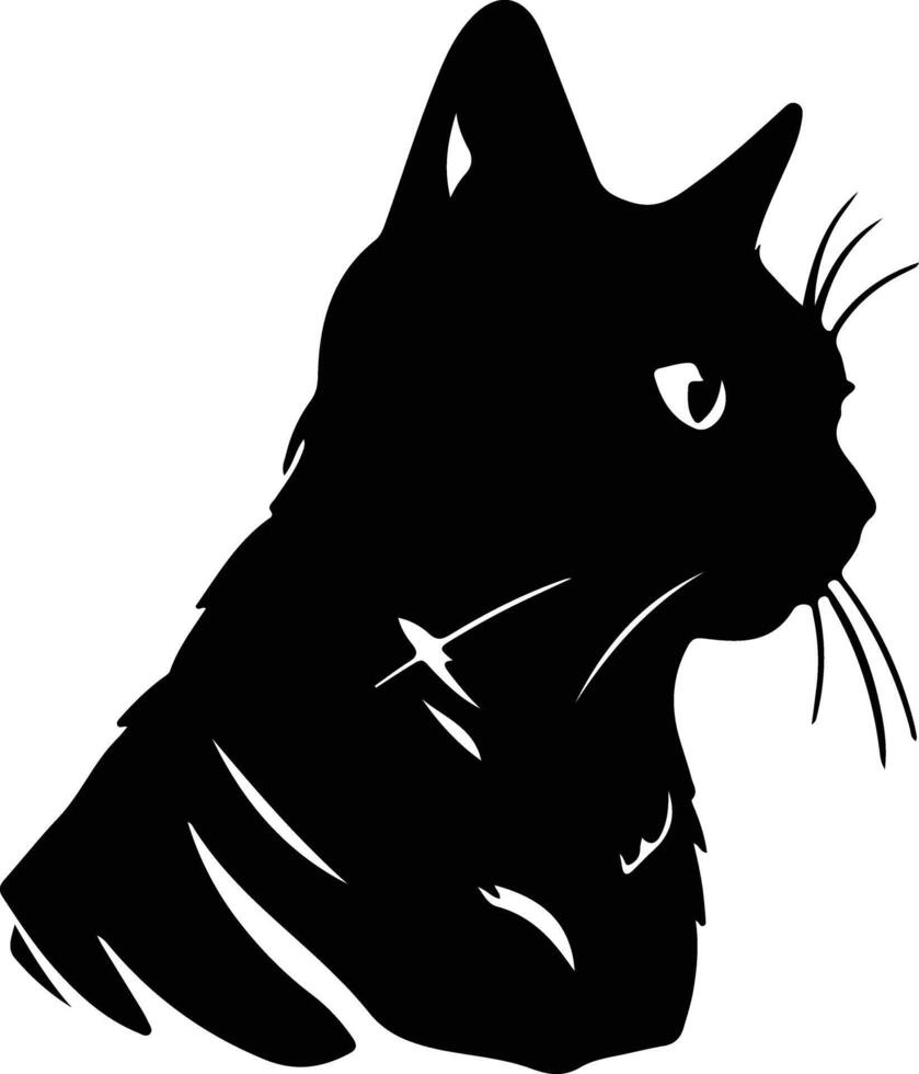 American Wirehair Cat  silhouette portrait vector