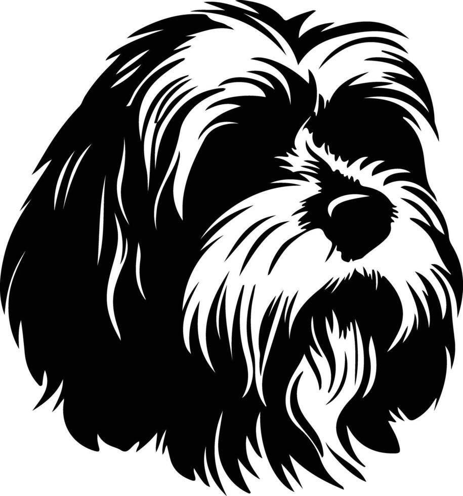 tibetano terrier silueta retrato vector