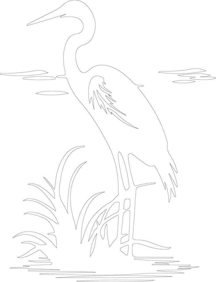 heron  outline silhouette vector
