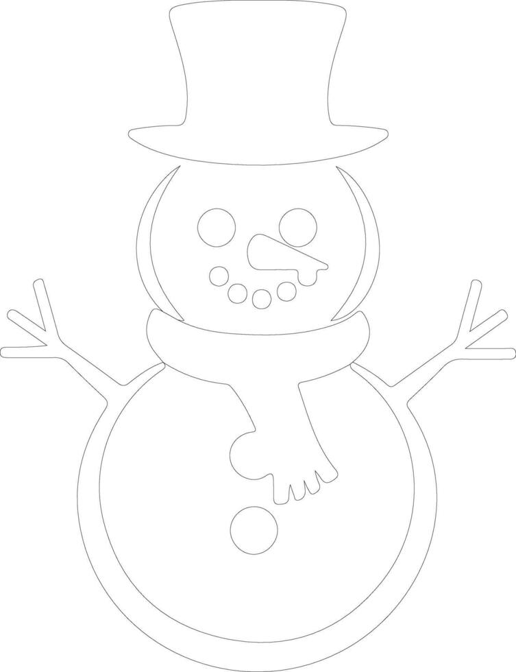 Snowman  outline silhouette vector