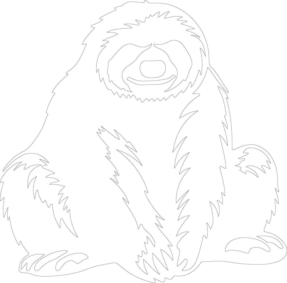 three-toed sloth outline silhouette vector