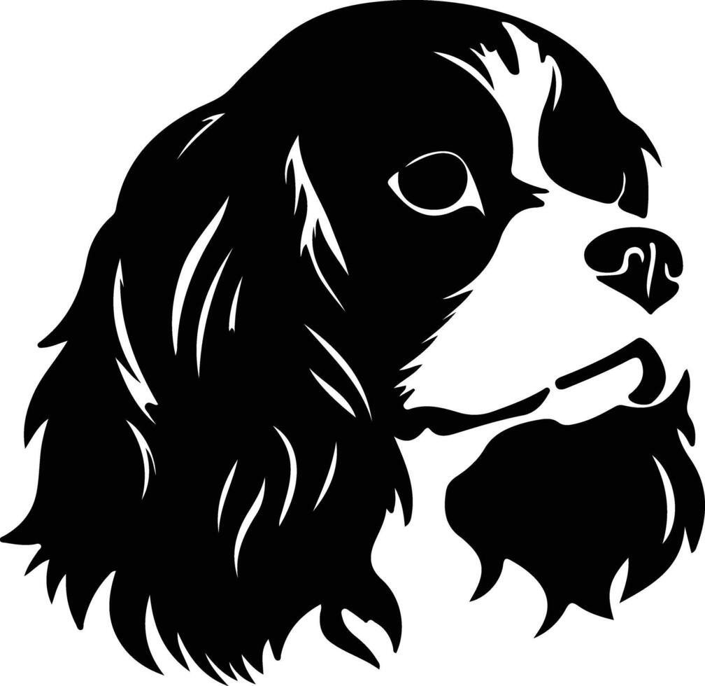 caballero Rey Charles spaniel silueta retrato vector