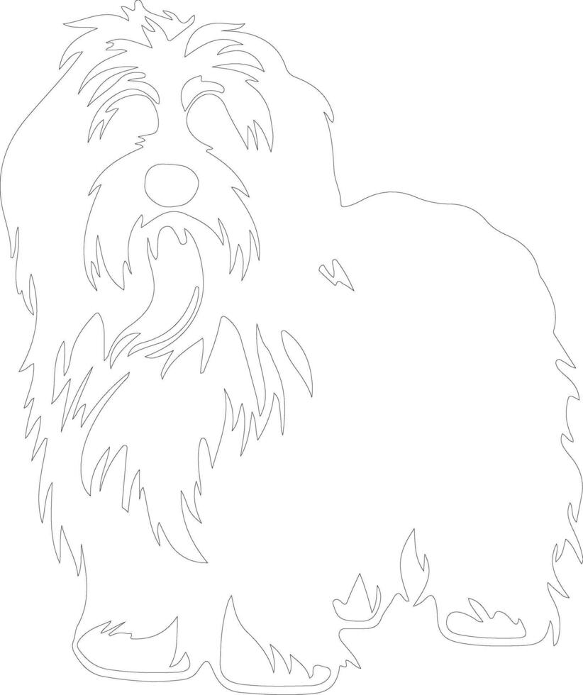 Polish Lowland Sheepdog  outline silhouette vector