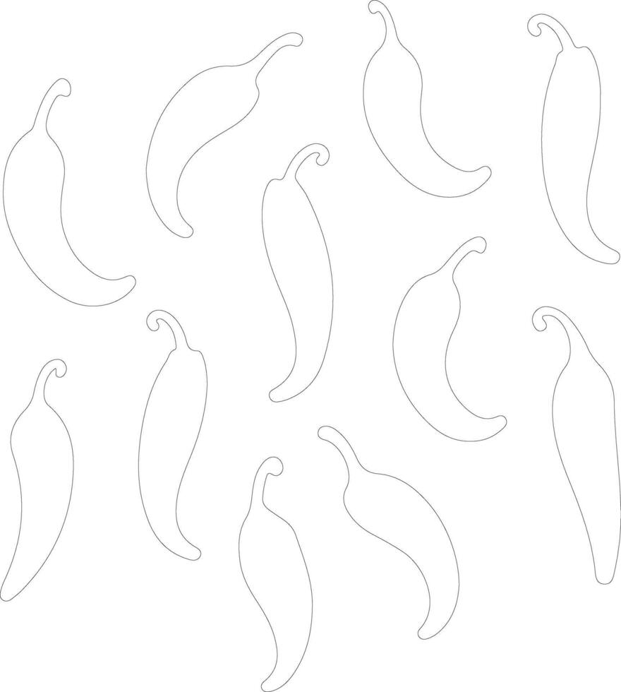 hot chili peppers outline silhouette vector