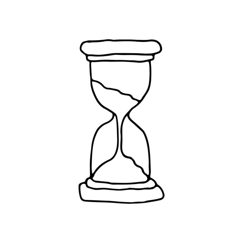 Hourglass. A device for counting time intervals. Doodle. Vector illustration. Hand drawn. Outline.