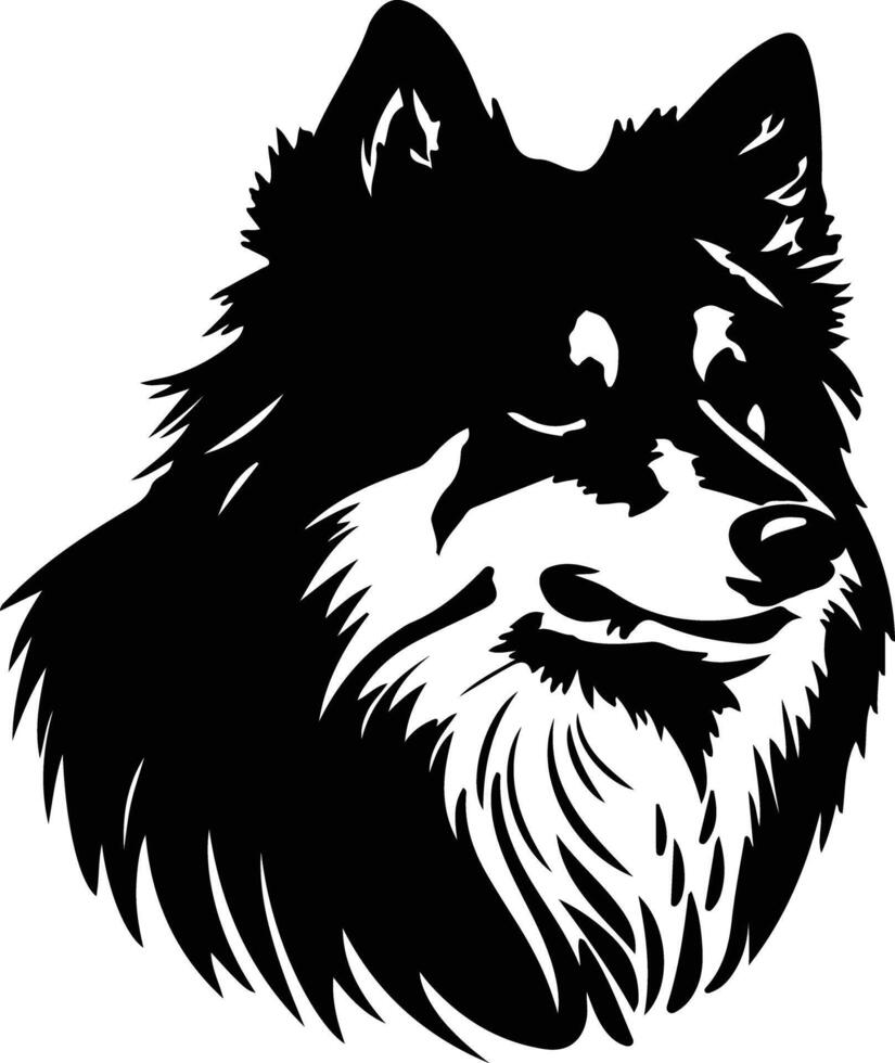 finlandés perro lapphund silueta retrato vector