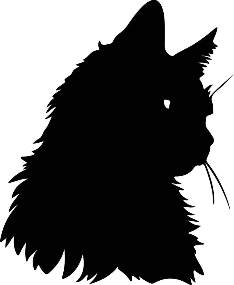 Selkirk Rex Cat  silhouette portrait vector