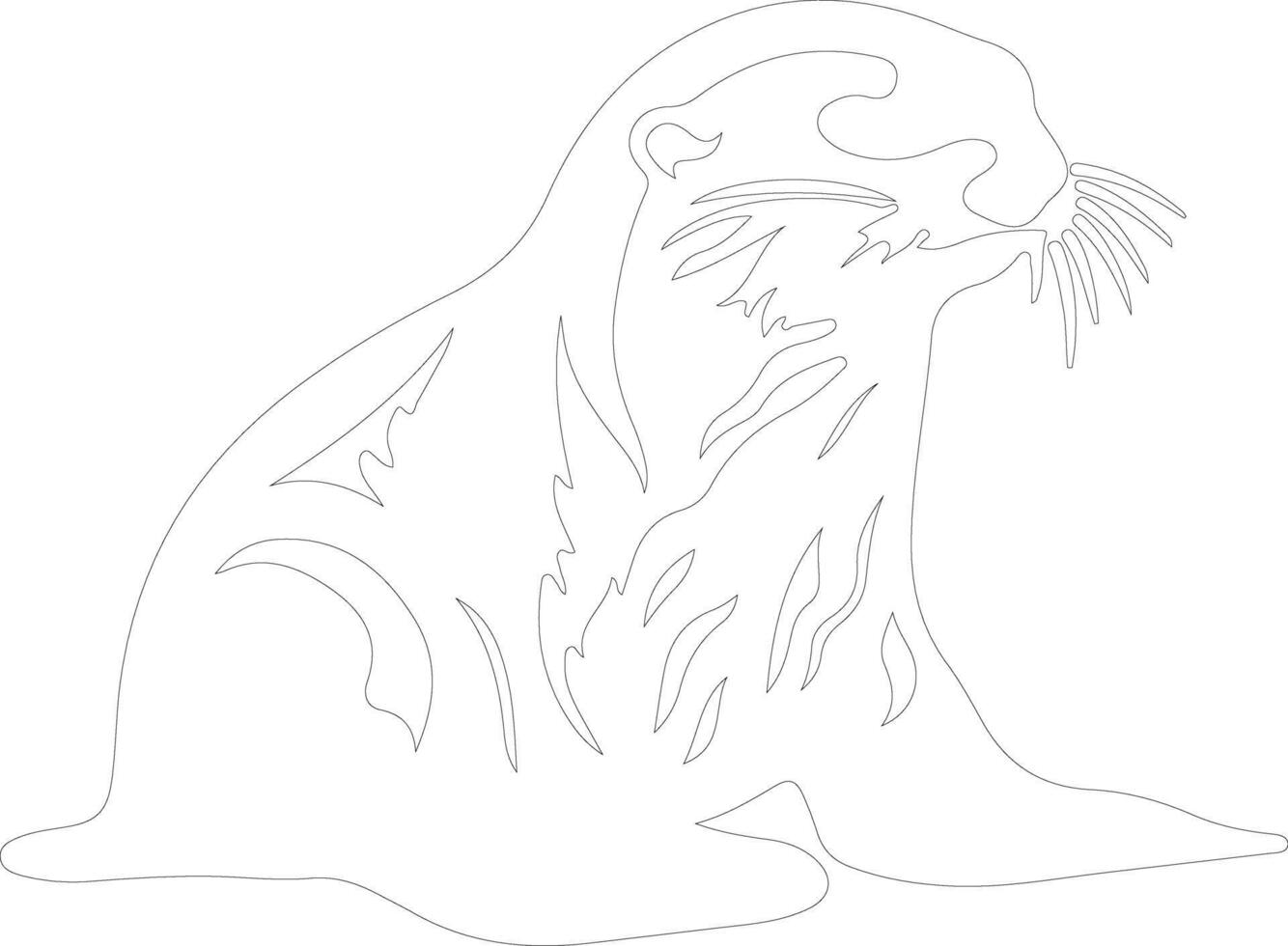 sea otter   outline silhouette vector