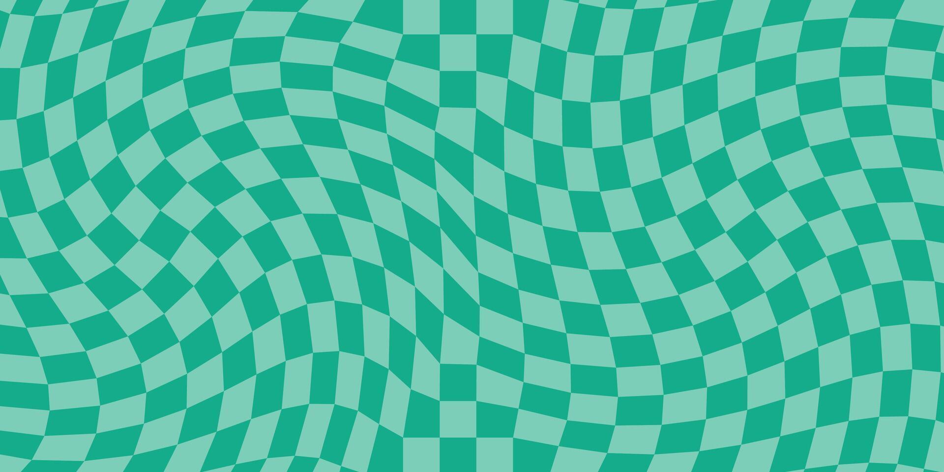 Vintage Aesthetic Backgrounds with Groovy Checkered Pattern and Psychedelic Checkerboard Textures in Turquoise color palette. vector