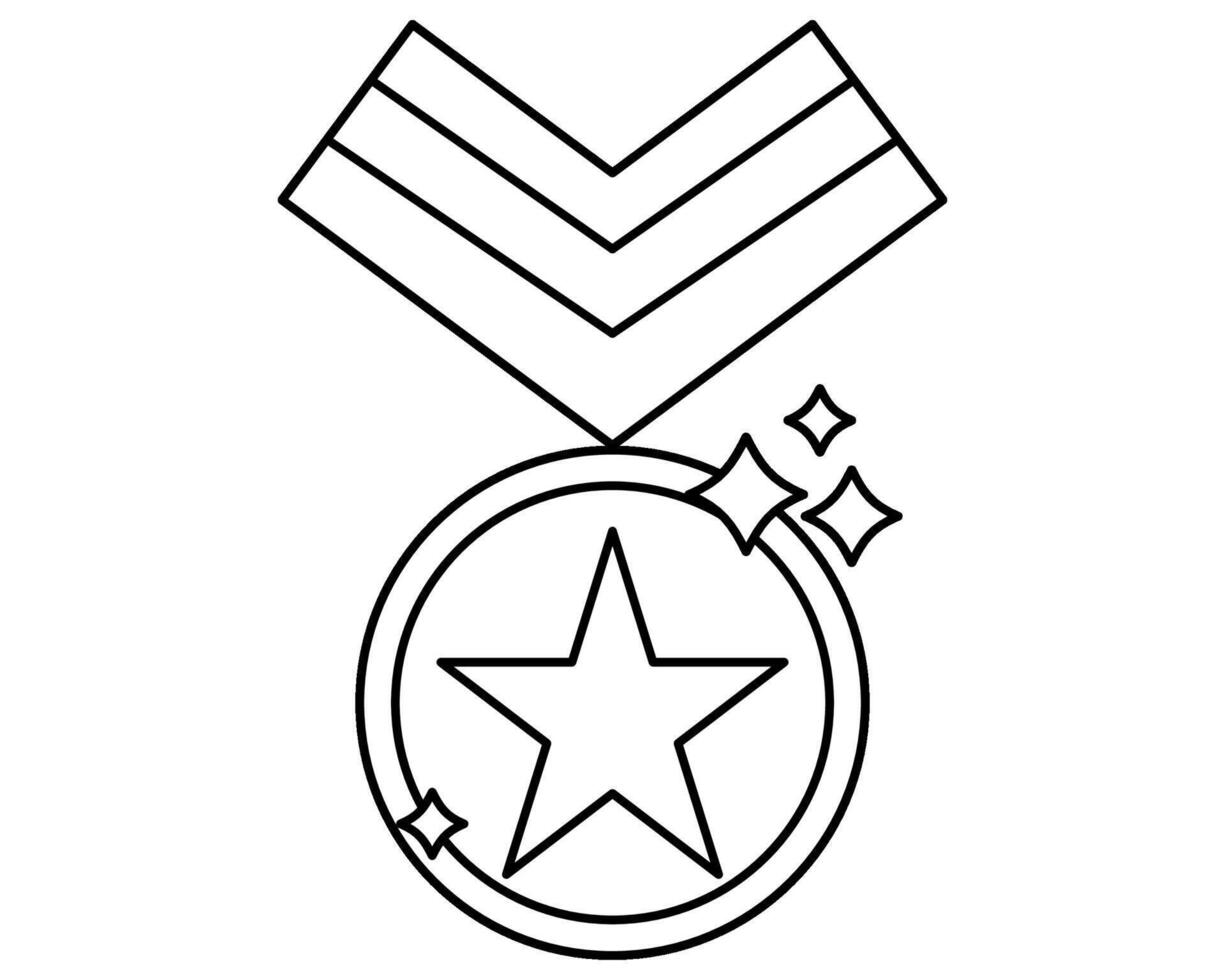 Exclusive benefits icon black and white - star medal with chevron ribbon vector