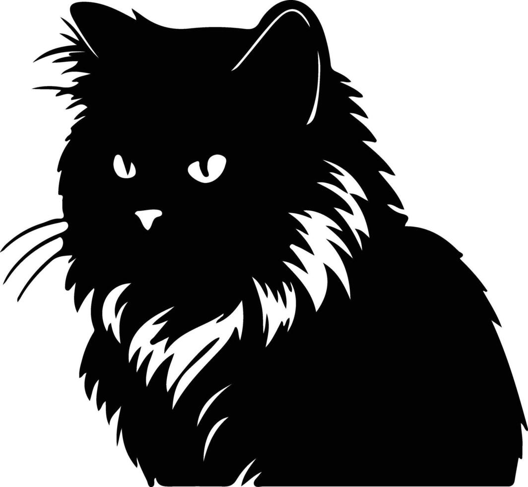 Persian Cat  silhouette portrait vector