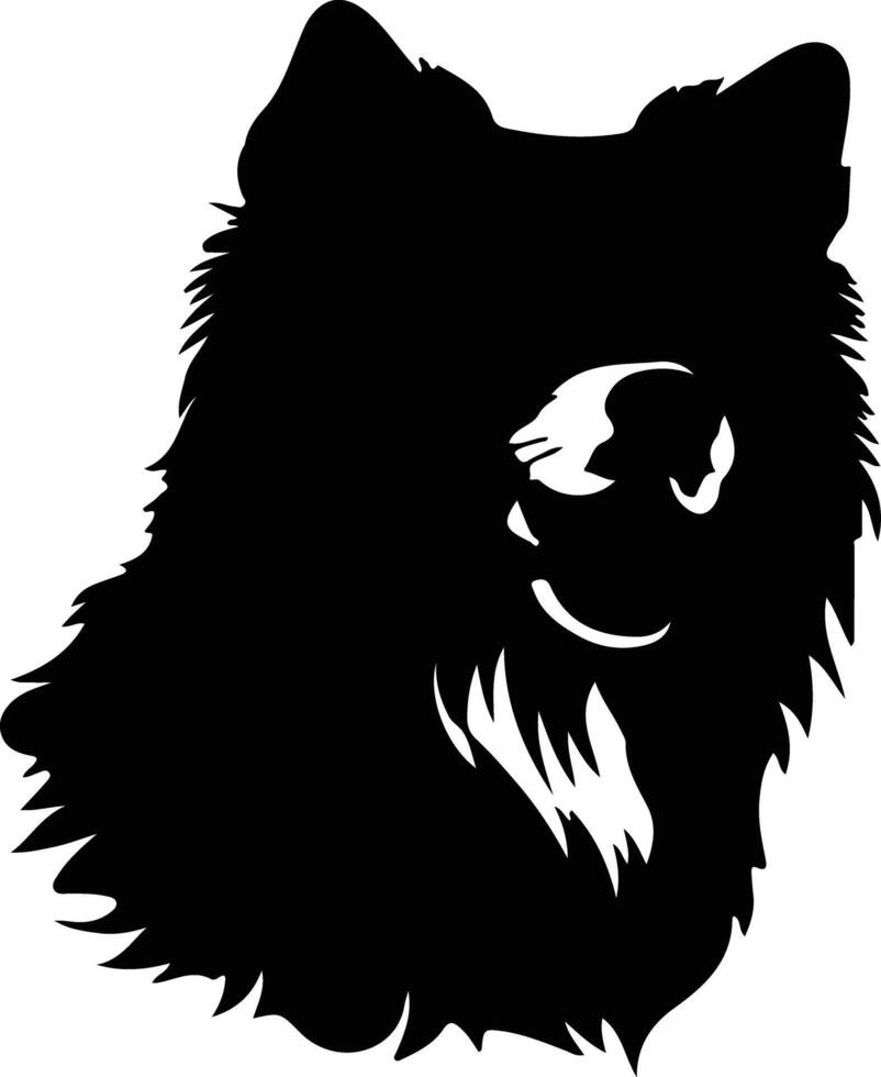 finlandés perro lapphund negro silueta vector