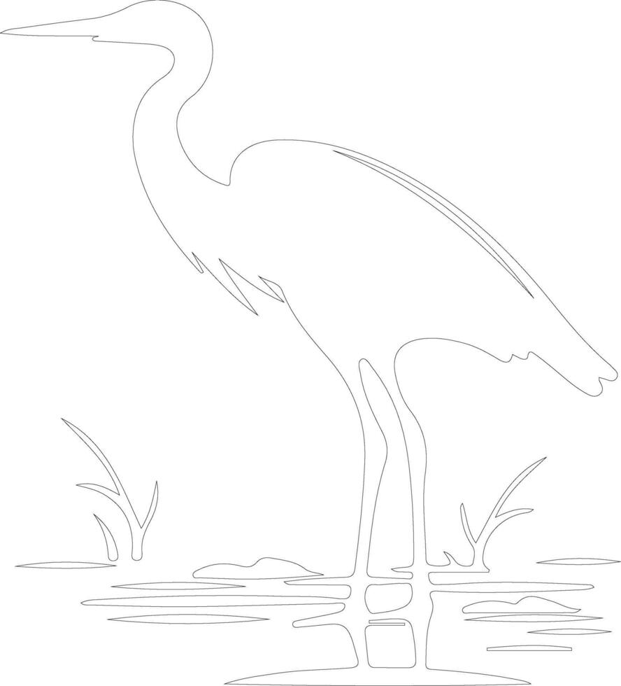 great egret  outline silhouette vector