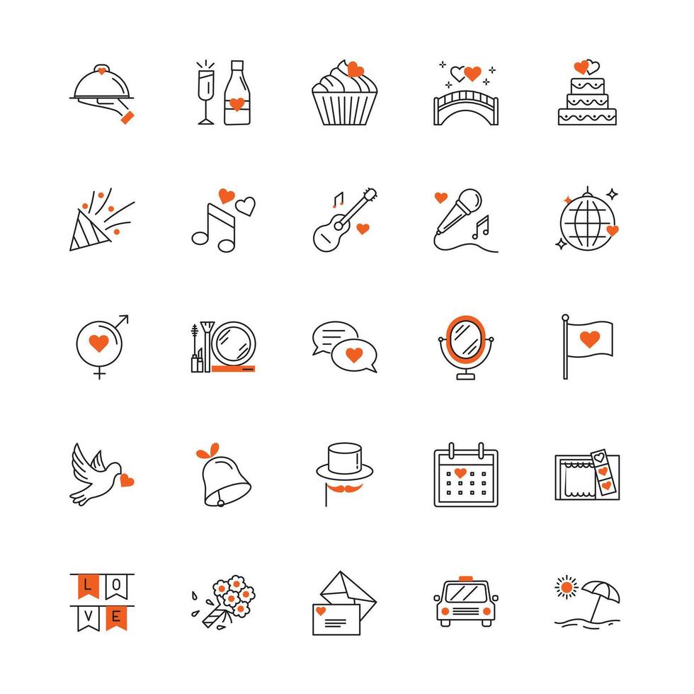 Wedding Party Celebration Vector Icon Collection