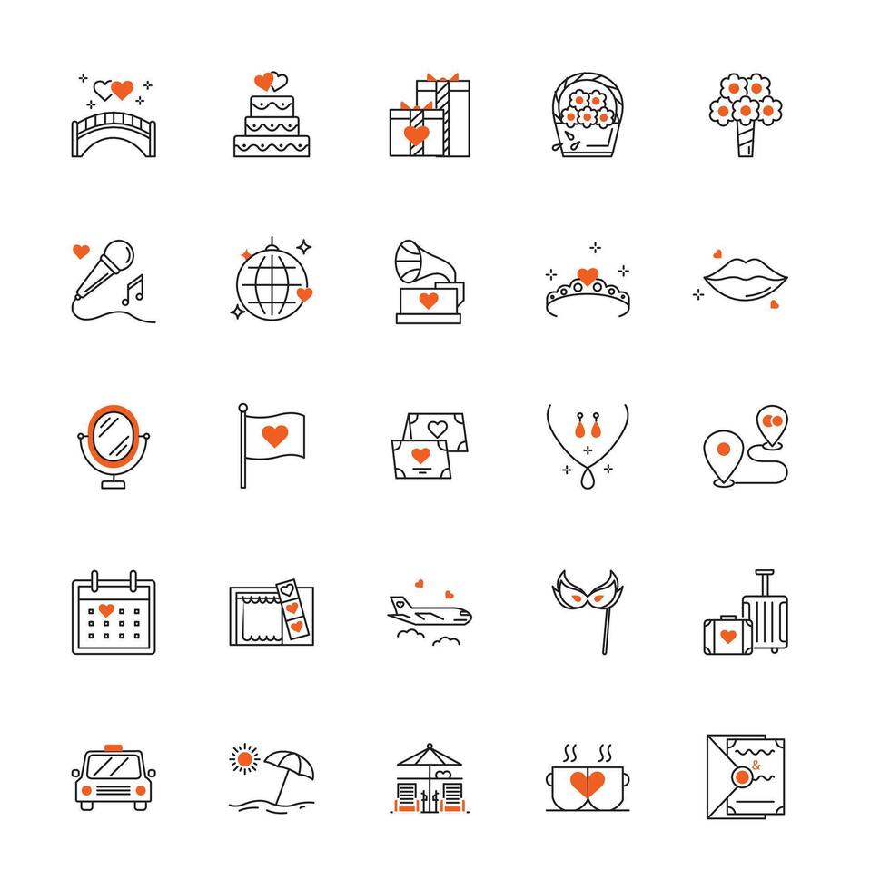 Wedding Party Celebration Vector Icon Collection