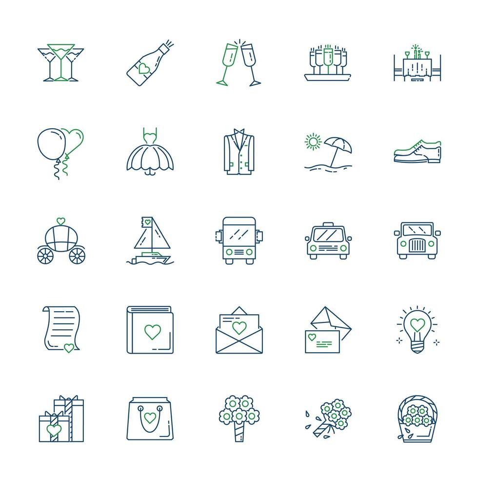 Wedding Party Celebration Vector Icon Collection